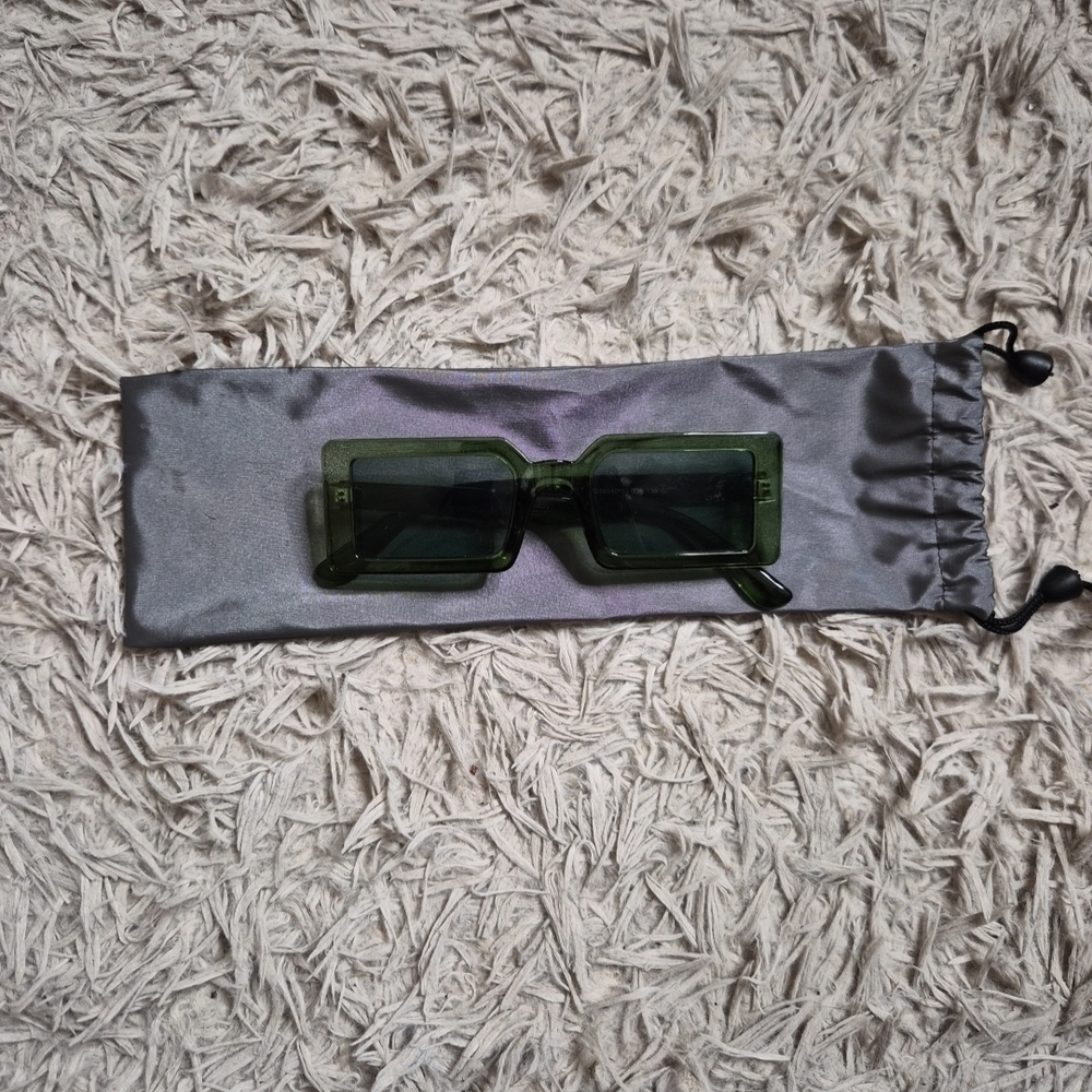 Square Sunglasses Green Transparent Summer Spring Fall Festival Vacation Resort - Picture 4 of 9